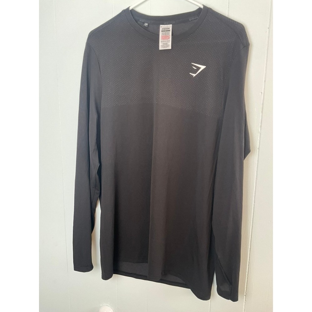 Gymshark Long Sleeve Shirt Mens Large Black Training Gym Workout Performance